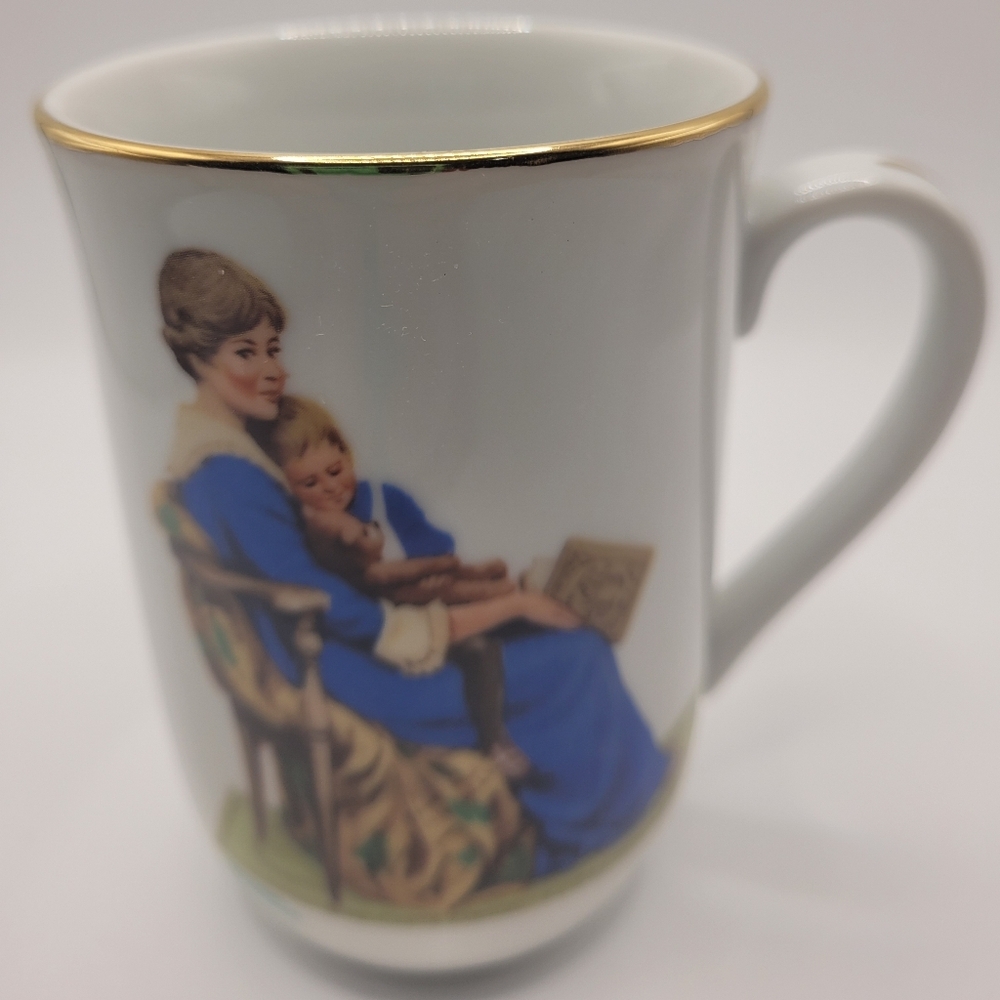 Set Of 4 Antique Norman Rockwall Ceramic Mugs/cups Gold Trim In Boxes EXCELLENT - Picture 7 of 8